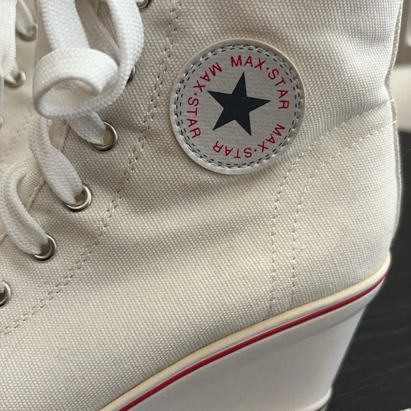 Platform Women's Wedge Lace-Up Sneakers Converse Inspired Sz 7.5 w side zippers - Picture 10 of 15